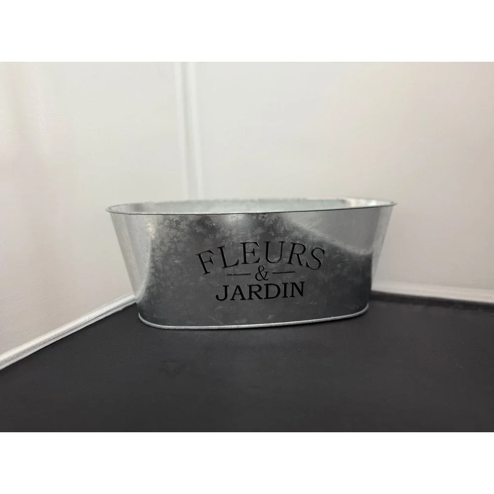 Metal Planter Fleurs &‎ Jardin Galvanized Oval Flower Pot Farmhouse Decor